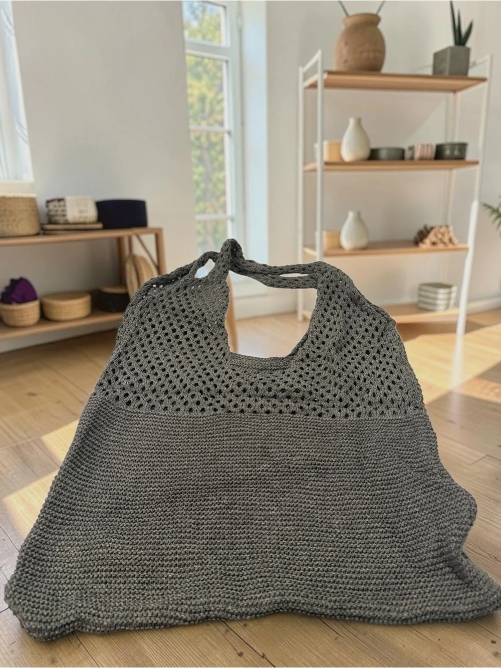 NWT Oversized Crochet Knit Tote Bag Boho Slouchy Shoulder Bag